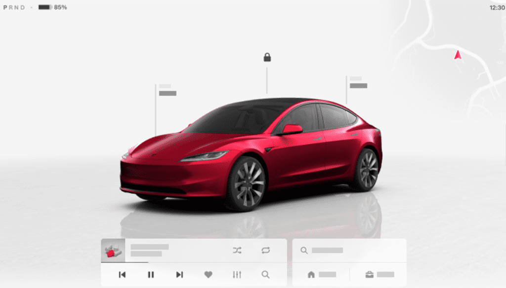 本次軟體更新內容包含適用於 Model 3 與 Model Y 的沉浸式視覺更新，讓車主可以在停車時全螢幕實時控制車輛，行車時亦可將路況顯示調整為全螢幕，更大範圍地掌控車輛四周路況。(圖片提供：Tesla)