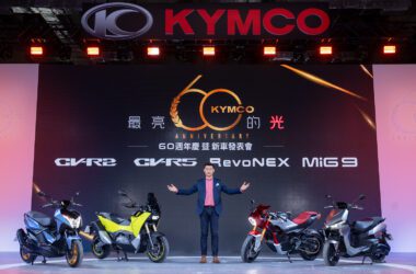 KYMCO率先藉由60週年廠慶新車發表會，在台搶先曝光前所未見的全新跨世代車款，包含了CV跨界系列的白牌旗艦CV-R2、CV跨界系列的黃牌旗艦代表CV-R5、立基Ionex創世紀「充換兩用」電車旗艦MiG9，與讓全球車迷引領期盼的紅牌大型電動重機街跑RevoNEX！(圖片提供：Kymco)