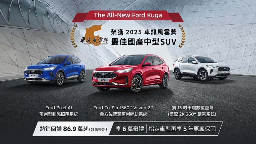 The All-New Ford Kuga戰勝同級勁敵獲得2025「最佳國產中型SUV」殊榮