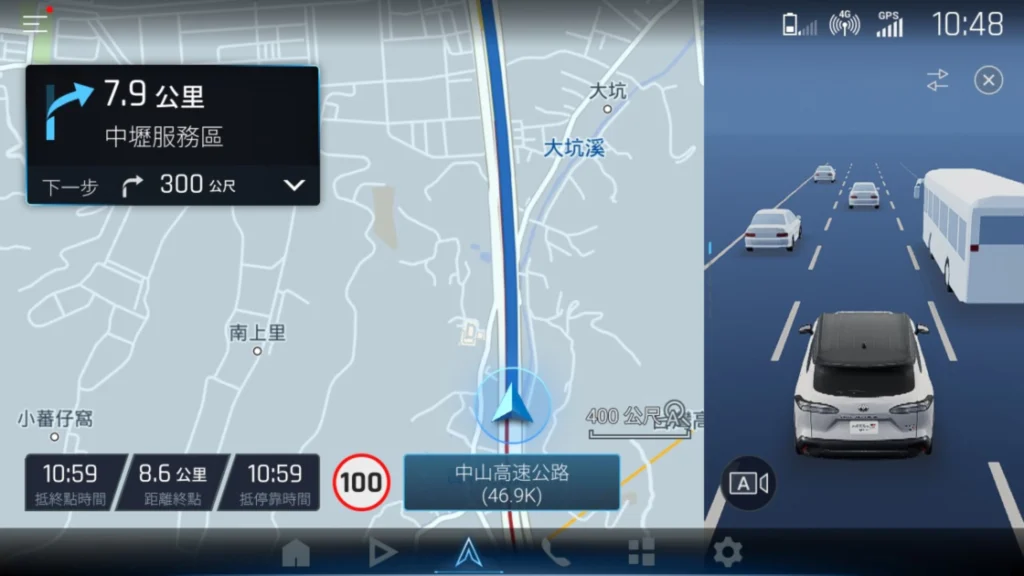 Drive⁺ Link全新升級之3D視覺路況功能，即時建構實際道路情境，為駕駛帶來更具臨場感的導航體驗