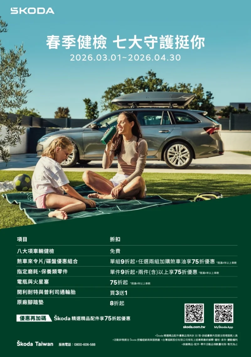 Škoda 春季健檢「七大守護挺你」登場　八大項檢查＋原廠保養優惠同步開跑